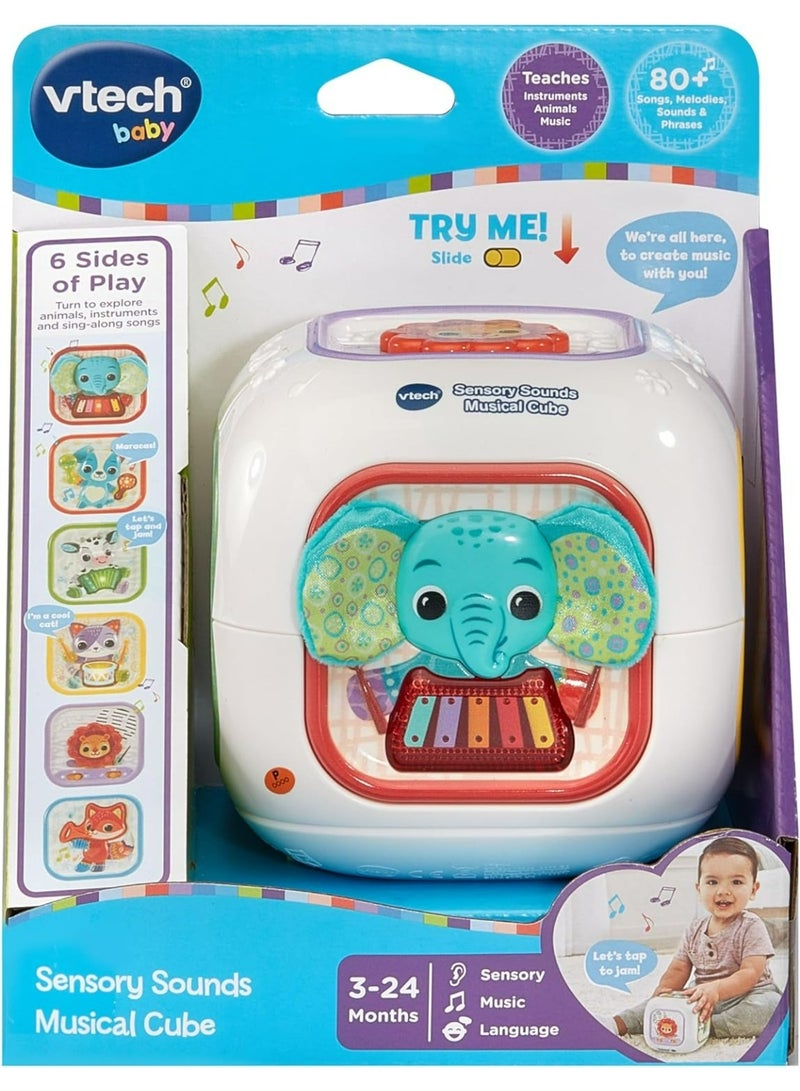 VTech Baby Sensory Sounds Musical Cube – Interactive Baby Toy with Nursery Rhymes, Classical Tunes & Textured Manipulatives | Teaches Animals & Instruments | For Ages 3–18 Months+ - Image 4